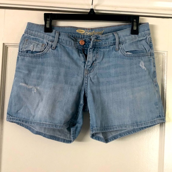Light Wash Denim Boyfriend Shorts - Picture 1 of 8
